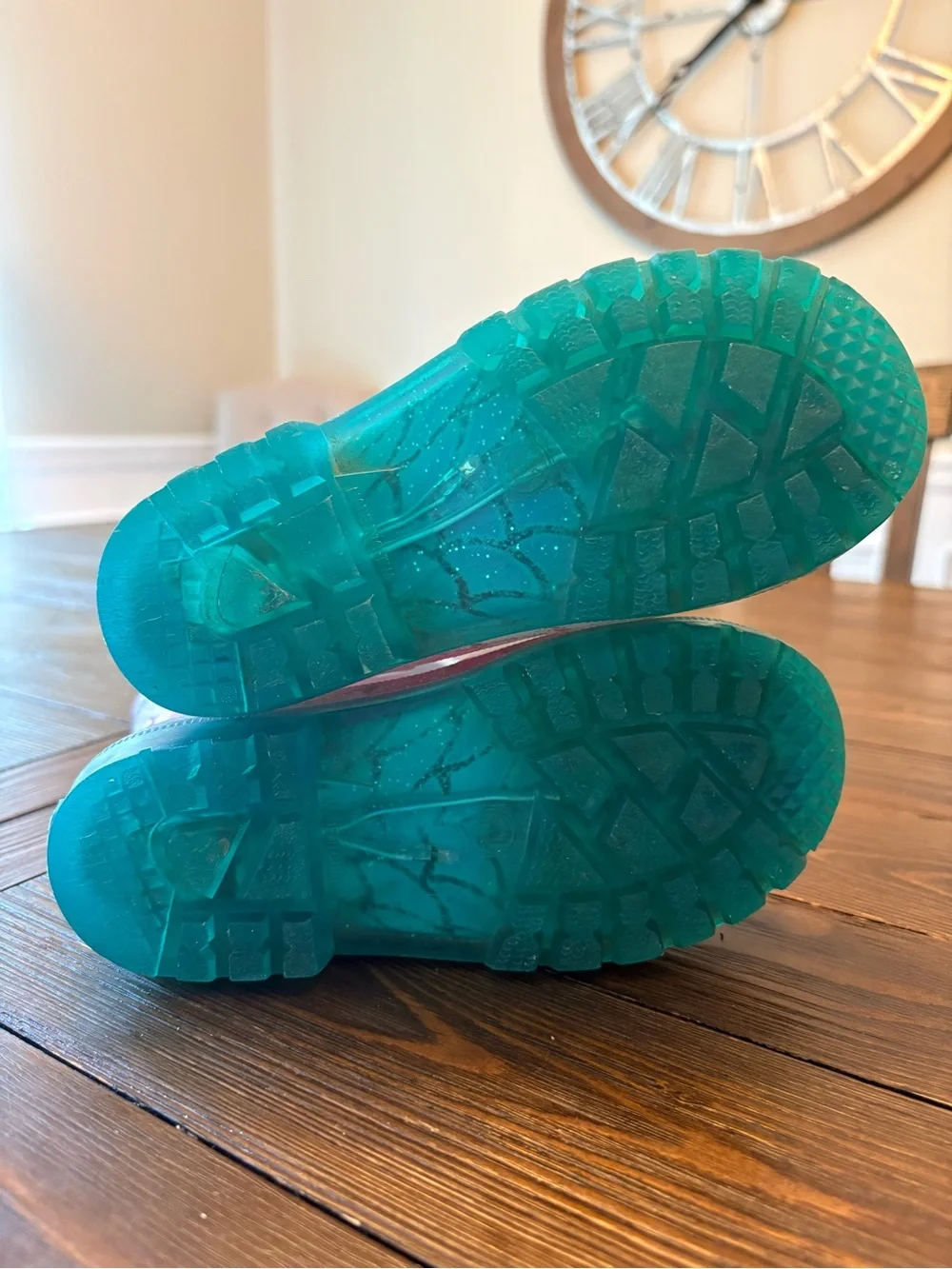 Light-Up Kids Glitter Mermaid-Scale Rain Boots in Pink & Teal